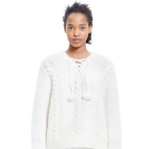 Madewell cream handknit hoodie sweater/pullover